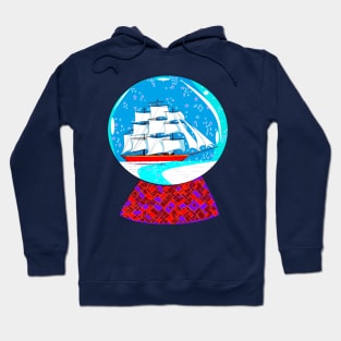 A Snow Globe with Clipper Ship Hoodie